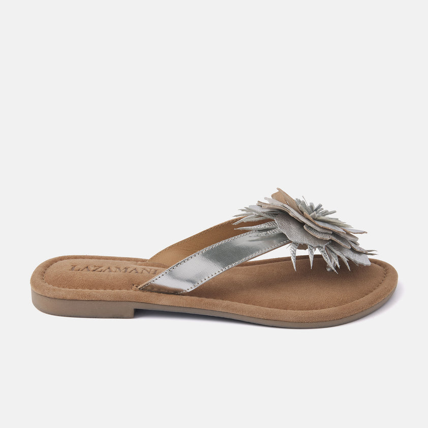 Lily Women's Leather Slippers Silver
