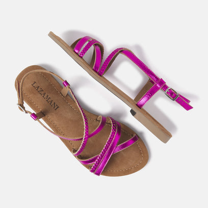 Zoe Women's Leather Sandals Fuxia
