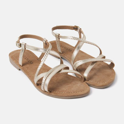 Zoe Women's Leather Sandals Gold