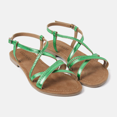 Zoe Women's Leather Sandals Green