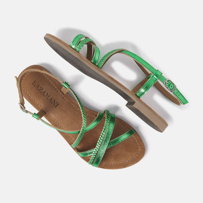 Zoe Women's Leather Sandals Green