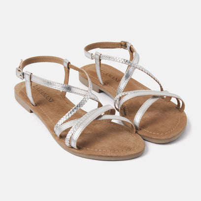 Zoe Women's Leather Sandals Silver