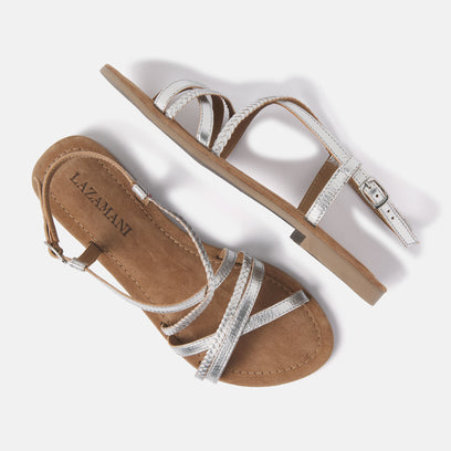 Zoe Women's Leather Sandals Silver