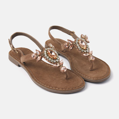 Naomi Women's Suede Sandals Taupe