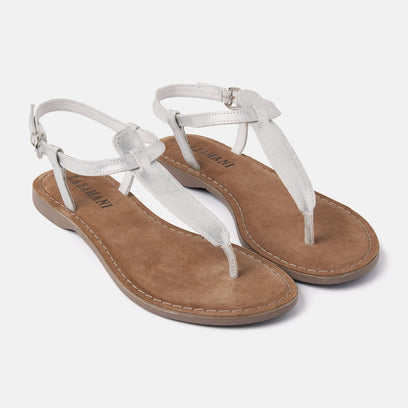 Clara Women's Leather Sandals Silver