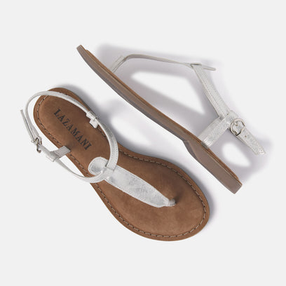 Clara Women's Leather Sandals Silver
