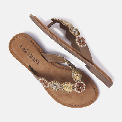 Luna Women's Leather Slippers Beige