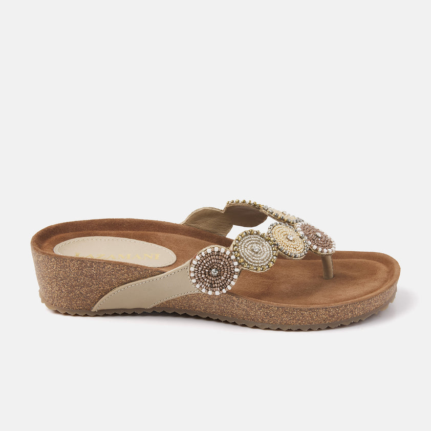 Mara Women's Leather Slippers Beige