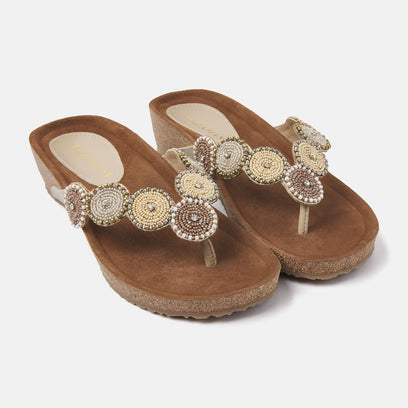 Mara Women's Leather Slippers Beige