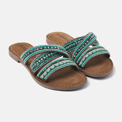 Marlin Women's Leather Slippers Aqua