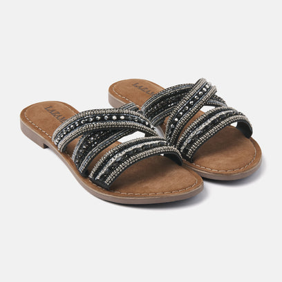 Marlin Women's Leather Slippers Black