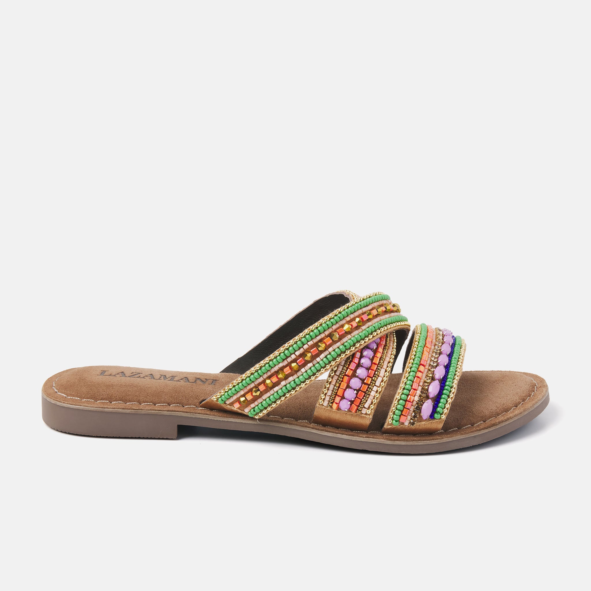 Marlin Women's Leather Slippers Lilac Multi | Lazamani Official