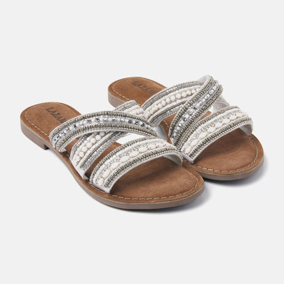 Marlin Women's Leather Slippers White