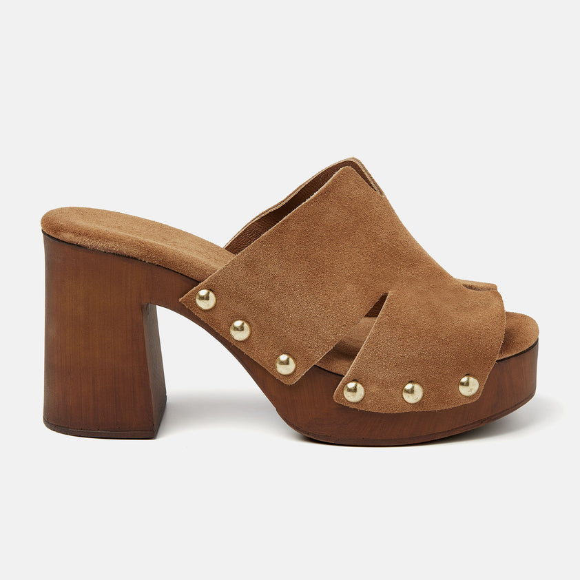 Elena Women's Suede Clogs Cuoio