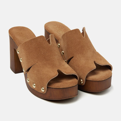 Elena Women's Suede Clogs Cuoio