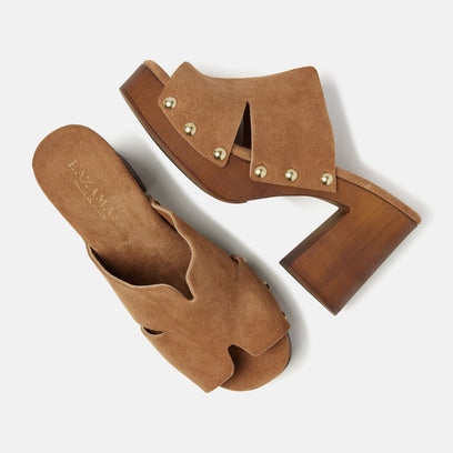 Elena Women's Suede Clogs Cuoio