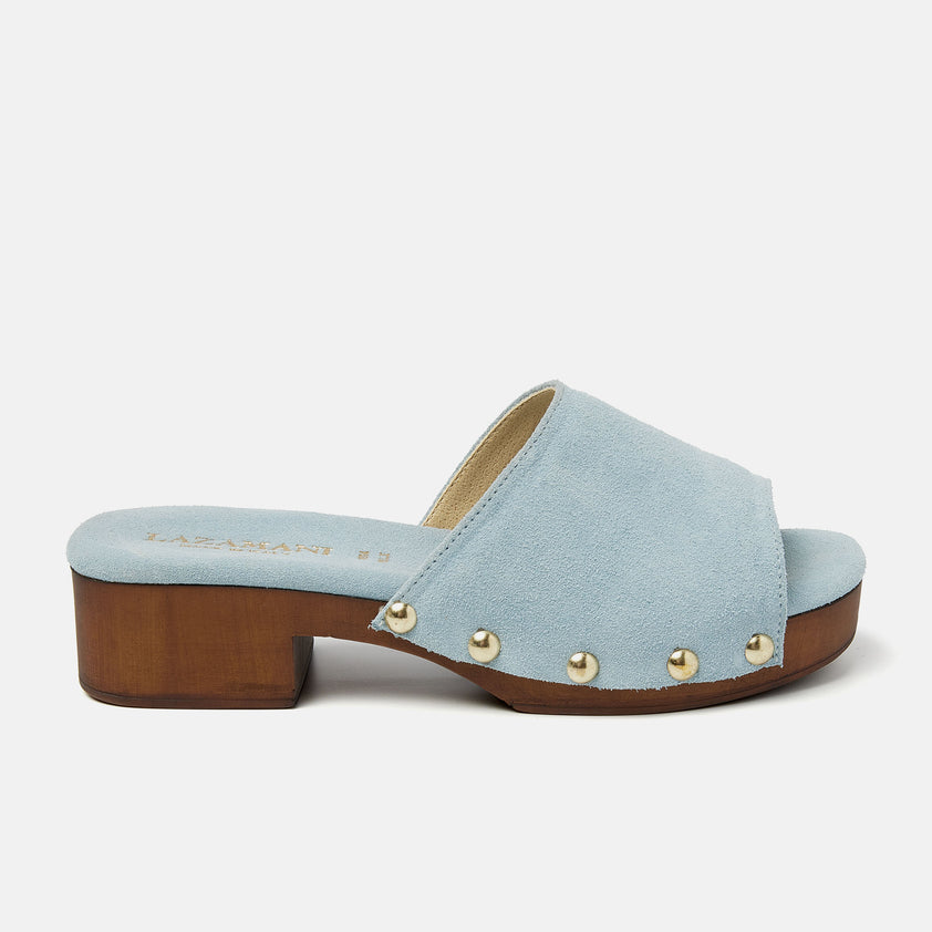 Bella Women's Suede Clogs Blue