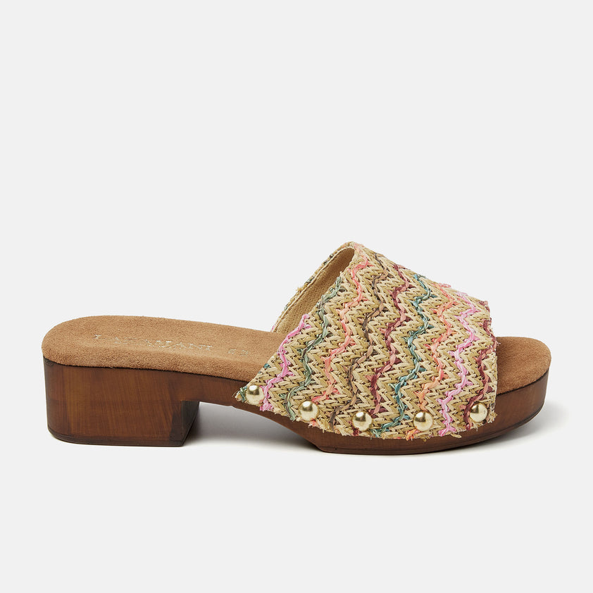 Bella Women's Raffia Clogs Multi