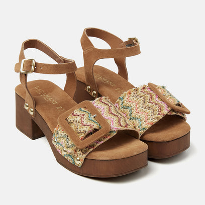 Sienna Women's Suede/Raffia Clogs Multi