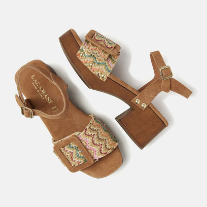 Sienna Women's Suede/Raffia Clogs Multi