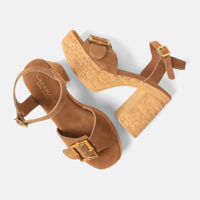 Abril Women's Sandals Suede Cognac