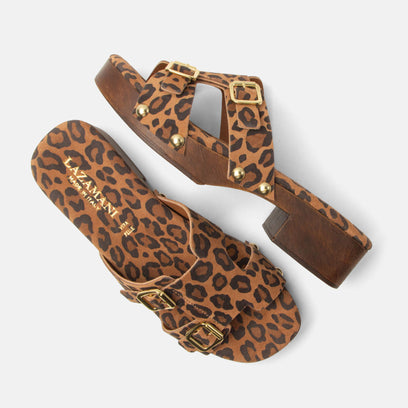 Zoccoli scamosciati da donna Aria Leopard