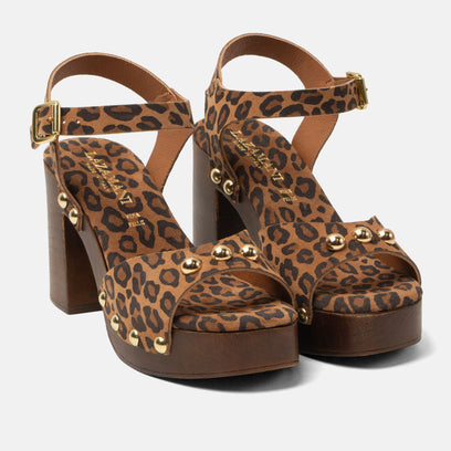 Zoccoli scamosciati Luisa da donna Leopard