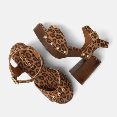 Zoccoli scamosciati Luisa da donna Leopard