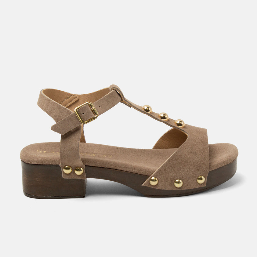 Zoccoli da donna Ola in camoscio color tortora