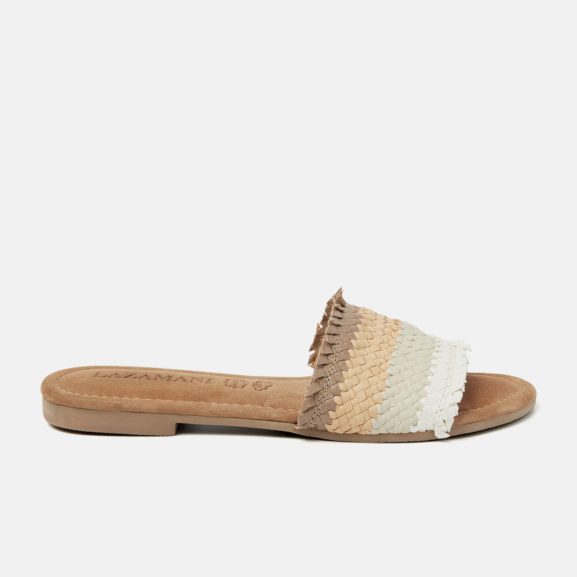 Chloe Women's Leather Slippers Beige