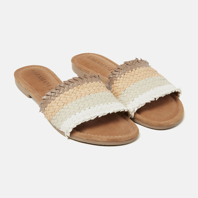 Chloe Women's Leather Slippers Beige