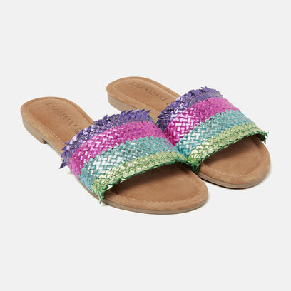 Chloe Women's Leather Slippers Blue