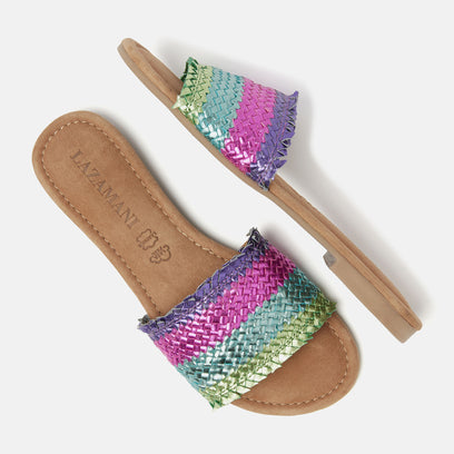 Chloe Women's Leather Slippers Blue