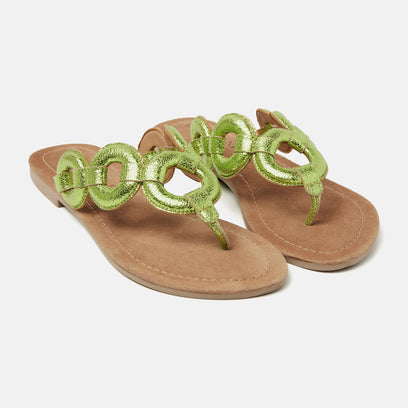 Juliet Women's Leather Slippers Green