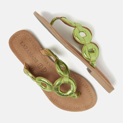 Juliet Women's Leather Slippers Green