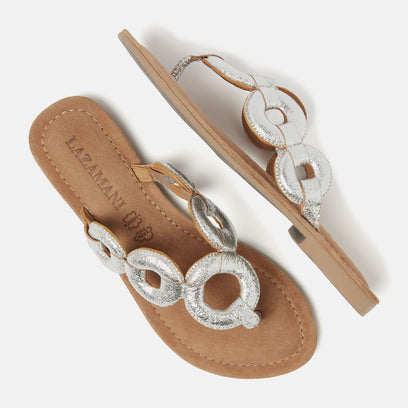 Juliet Women's Leather Slippers Silver