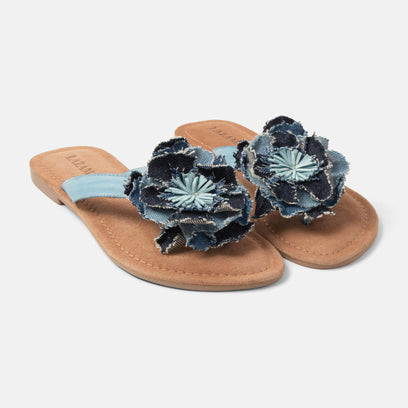 Peony Women's Slippers Leather Denim