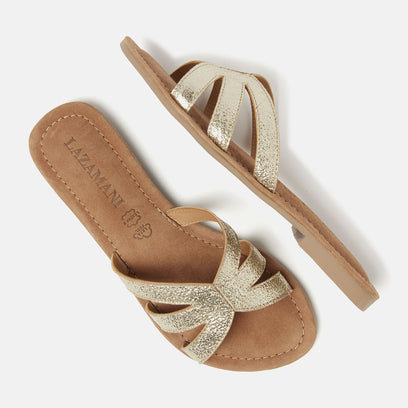 Nina Women's Leather Slippers Gold