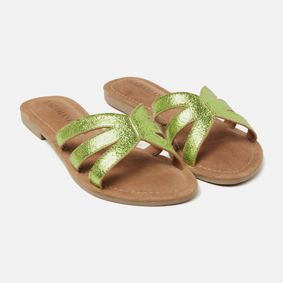 Nina Women's Leather Slippers Green