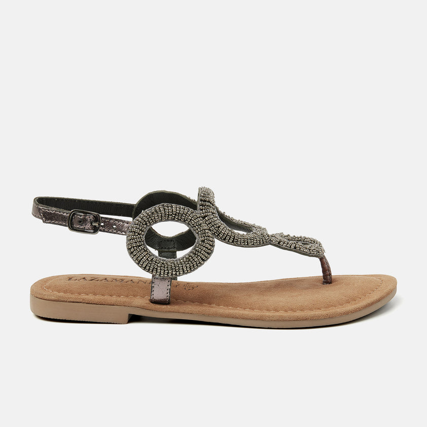 Gita Women's Leather Sandals Pewter