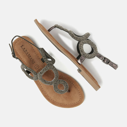 Gita Women's Leather Sandals Pewter