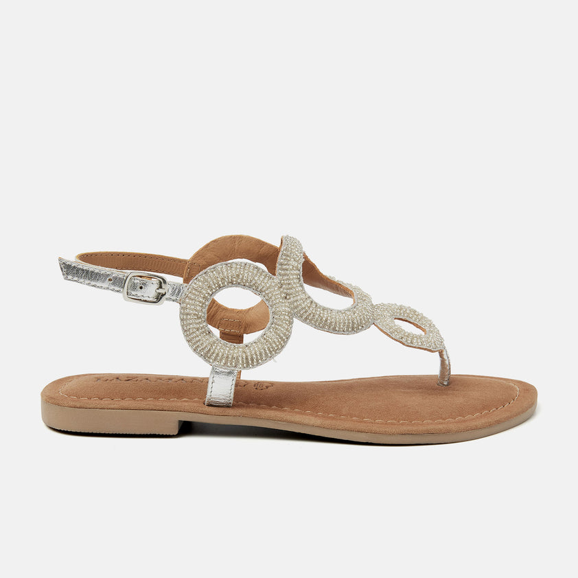 Gita Women's Leather Sandals Silver