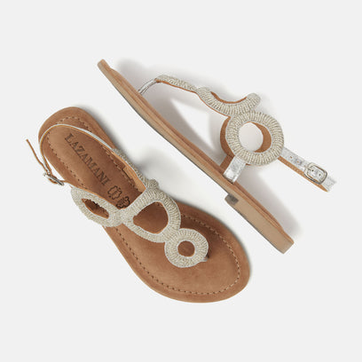 Gita Women's Leather Sandals Silver