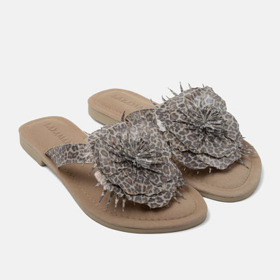 Nomi Women's Suede Slippers Silver Leopard