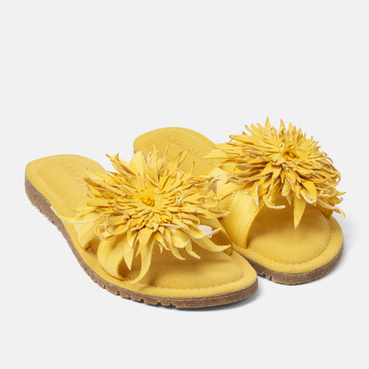 Pantofole Moa da donna in pelle gialle