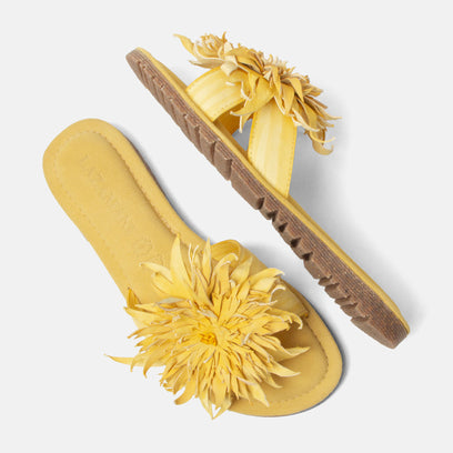Pantofole Moa da donna in pelle gialle