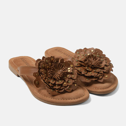 Kira Women's Leather Slippers Tan