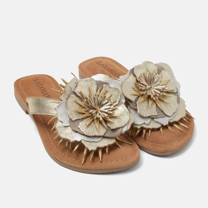 Hilde Women's Leather Slippers Gold