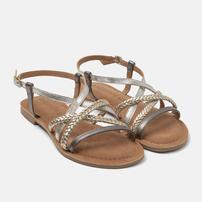 Gea Women's Leather Sandals Silver
