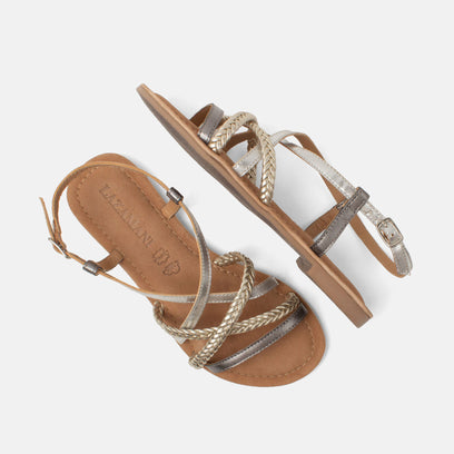 Gea Women's Leather Sandals Silver